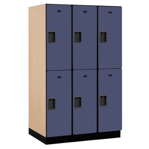 Wardrobe Locker, 45" W, 24" D, 76" H, (3) Wide, (6) Openings, Blue